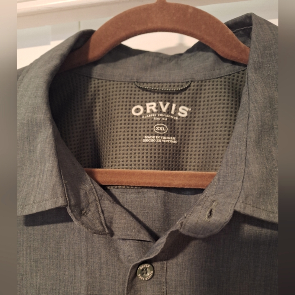 Orvis Men's Green Button Down Shirt XXL quick dry